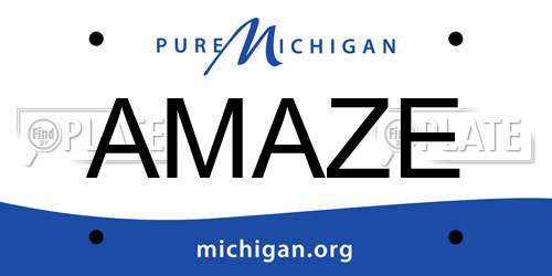 AMAZE Michigan License Plate