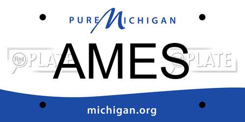 AMES Michigan License Plate