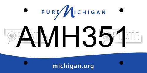 AMH351 Michigan License Plate