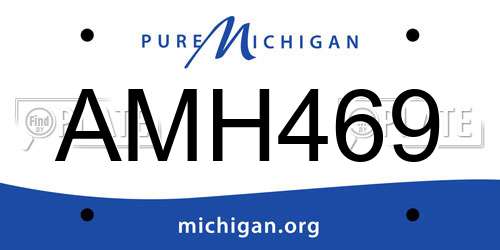AMH469 Michigan License Plate