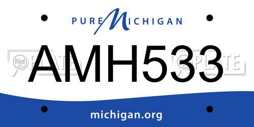 AMH533 Michigan License Plate