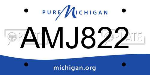 AMJ822 Michigan License Plate