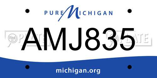 AMJ835 Michigan License Plate
