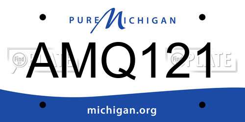 AMQ121 Michigan License Plate