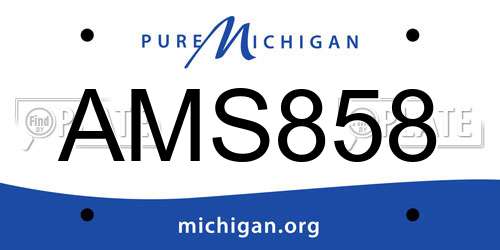 AMS858 Michigan License Plate