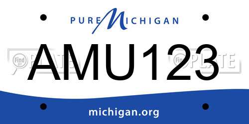 AMU123 Michigan License Plate