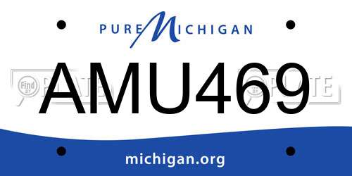 AMU469 Michigan License Plate