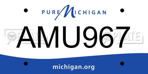AMU967 Michigan License Plate