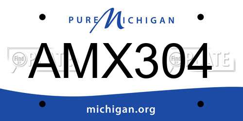 AMX304 Michigan License Plate
