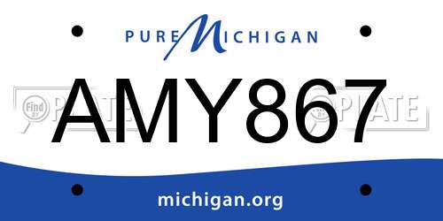 AMY867 Michigan License Plate