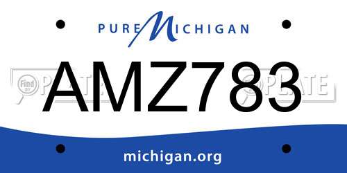 AMZ783 Michigan License Plate