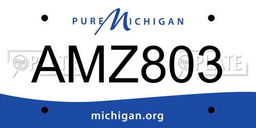 AMZ803 Michigan License Plate