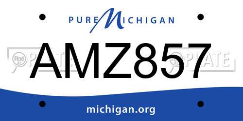 AMZ857 Michigan License Plate