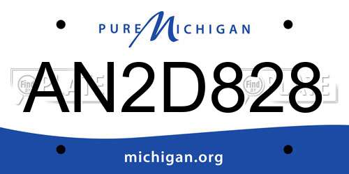 AN2D828 Michigan License Plate