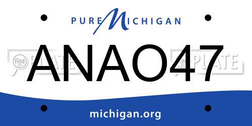ANAO47 Michigan License Plate