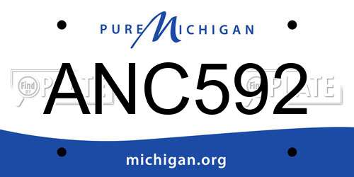 ANC592 Michigan License Plate