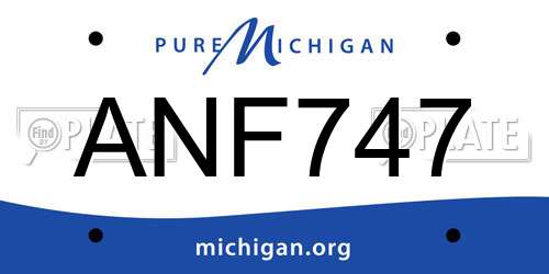 ANF747 Michigan License Plate