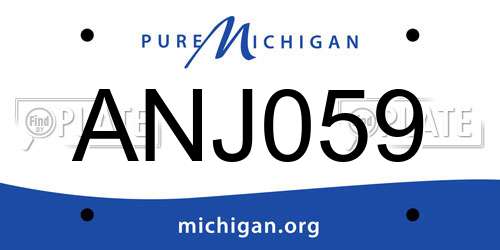 ANJ059 Michigan License Plate