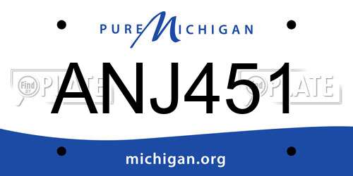 ANJ451 Michigan License Plate