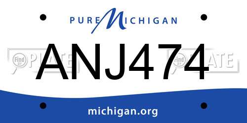 ANJ474 Michigan License Plate