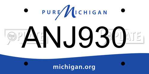 ANJ930 Michigan License Plate