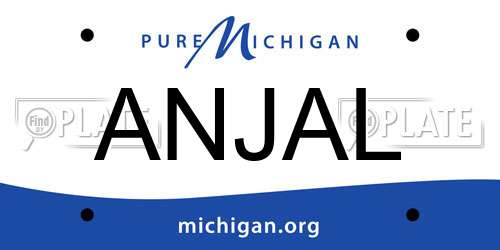 ANJAL Michigan License Plate