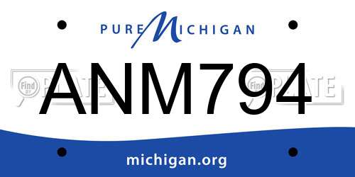 ANM794 Michigan License Plate