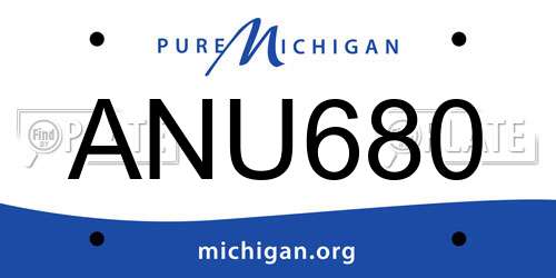ANU680 Michigan License Plate
