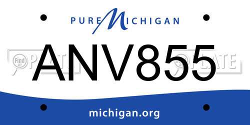 ANV855 Michigan License Plate