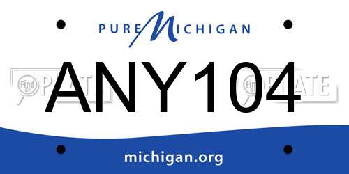ANY104 Michigan License Plate