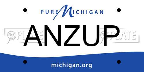 ANZUP Michigan License Plate