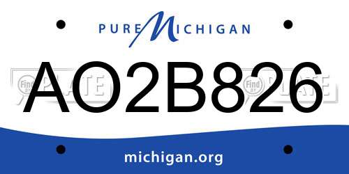 AO2B826 Michigan License Plate