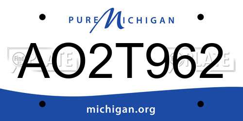 AO2T962 Michigan License Plate