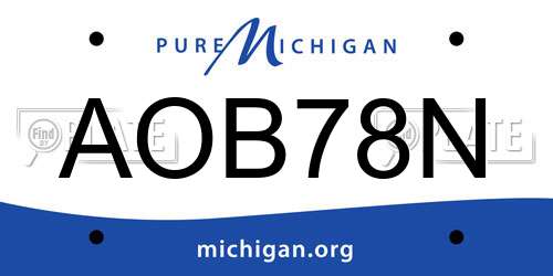 AOB78N Michigan License Plate