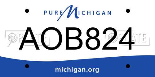 AOB824 Michigan License Plate