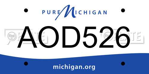 AOD526 Michigan License Plate