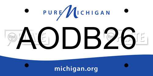 AODB26 Michigan License Plate