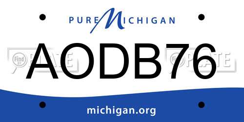 AODB76 Michigan License Plate