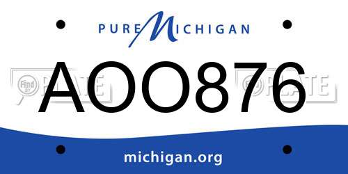 AOO876 Michigan License Plate