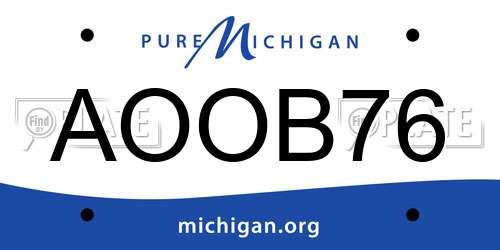 AOOB76 Michigan License Plate