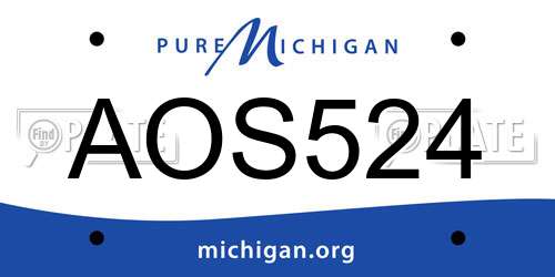 AOS524 Michigan License Plate