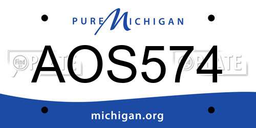 AOS574 Michigan License Plate