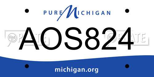 AOS824 Michigan License Plate