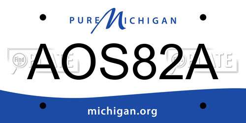 AOS82A Michigan License Plate