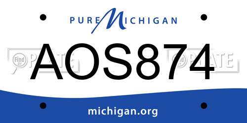 AOS874 Michigan License Plate