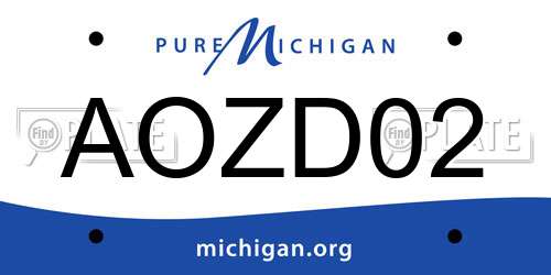 AOZD02 Michigan License Plate