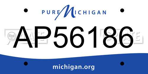 AP56186 Michigan License Plate