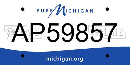 AP59857 Michigan License Plate