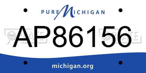 AP86156 Michigan License Plate