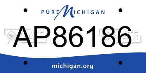 AP86186 Michigan License Plate